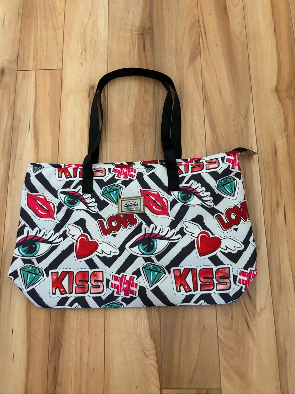 The Lembu Graphic Pop Art Zip Tote Bag